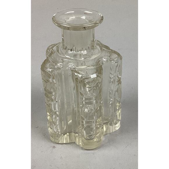 Vintage Cut Glass Whiskey Decanter Without Stopper - Textured Glass - 4.25” - Picture 2 of 8